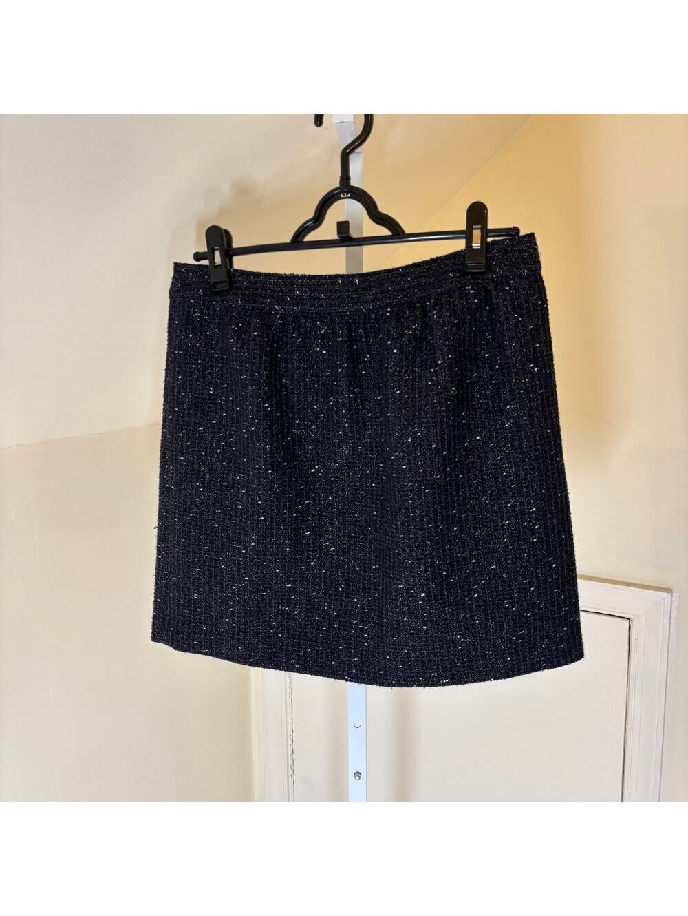 Loft EUC Women's Blue Black Metallic Tweed Lined Mini Skirt Size 4